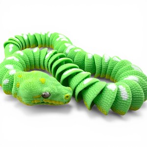 Green Tree Python with Tree Stand, Articulated Flexi 3D Printed Snake Set, Reptile Desk Decor Gift imagen 8