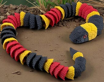 3D Printed Coral Snake with Glass Eyes