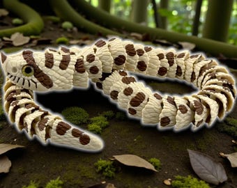 3D Printed Articulated Hognose Snake with Realistic Glass Eyes - 20 Inches Long