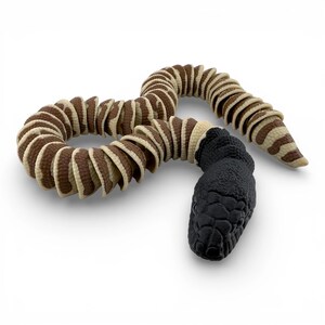 Fully Articulated Black-Headed Python Figurine - 24 Inch Flexi Snake, 3D Printed Reptile Desk Decor