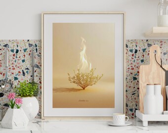 Burning Bush Print | Minimalist Christian Wall Art