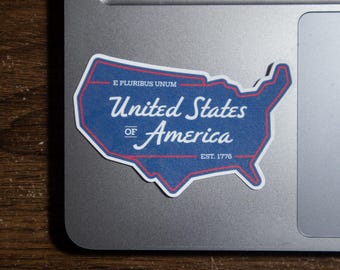 United States of America Waterproof Decal | USA Country Shape Water Bottle Sticker