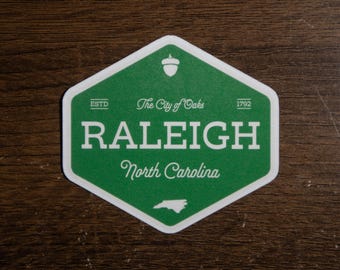 Raleigh, North Carolina Vinyl Decal | City of Oaks Waterproof Laptop Sticker
