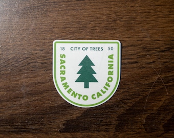 Sacramento, California Vinyl Sticker | City of Trees Waterproof Laptop Sticker
