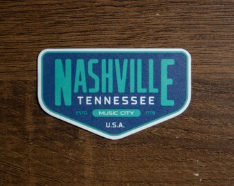 Nashville, Tennessee Vinyl Decal | Music City Waterproof Laptop Sticker