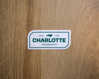 Charlotte, North Carolina Vinyl Decal | Queen City Waterproof Laptop Sticker