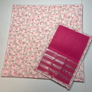 Piggy Vinyl Front Project Bag for Cross Stitch Embroidery Needlepoint Craft Supplies Storage WIP Tote Organizer Pouch Bobbin Thread Bed