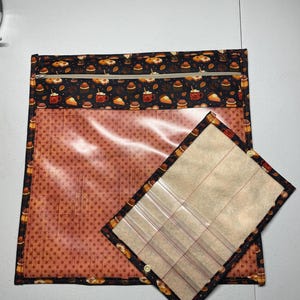 Bakery Vinyl Front Project Bag for Cross Stitch Embroidery Needlepoint Craft Supplies Storage WIP Tote Organizer Pouch Bobbin Thread Bed