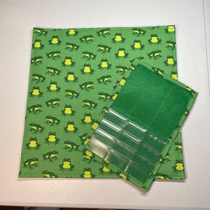Frog Vinyl Front Project Bag for Cross Stitch Embroidery Needlepoint Craft Supplies Storage WIP Tote Organizer Pouch Bobbin Thread Bed
