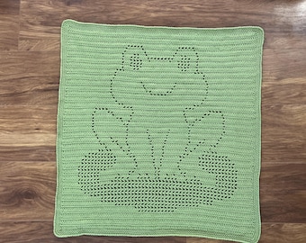 Crochet Baby Blanket Pattern - Frog on Lily Pad, Digital File ONLY