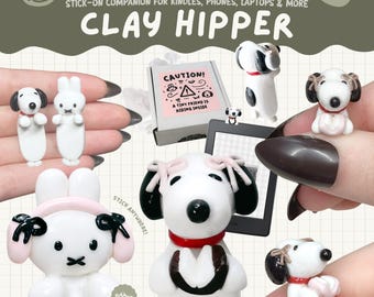Customizable Polymer Clay Hipper Buddy | Handmade Stick-On Tech Companion