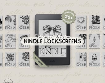 Vintage Kindle Lockschirme Bündel | 20+ Ästhetische Bildschirmschoner | Retro Buch Cover inspiriert digitale Illustrationen | E-Reader Wallpaper Set
