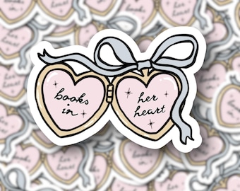 Bücher in ihrem Herzen Locket Sticker: Coquette Booktok Kindle Aufkleber