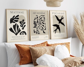 Matisse Picasso Wall Art Posters Set Of 3 Grey Frameless Art Poster Prints