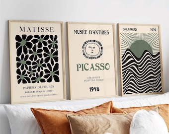 Matisse Picasso Wall Art Posters Set Of 3 Sage Green Frameless Art Poster Prints