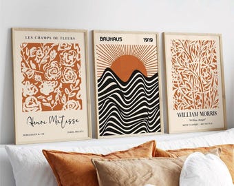 Matisse Morris Wall Art Posters Set Of 3 Orange Frameless Art Poster Prints