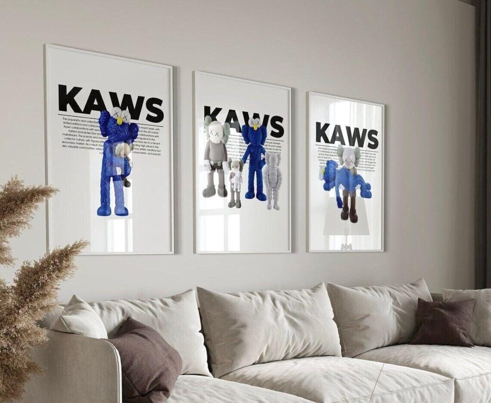 Hypebeast Wall Art Posters Set Of 3 Blue Figures Frameless Art Poster Prints