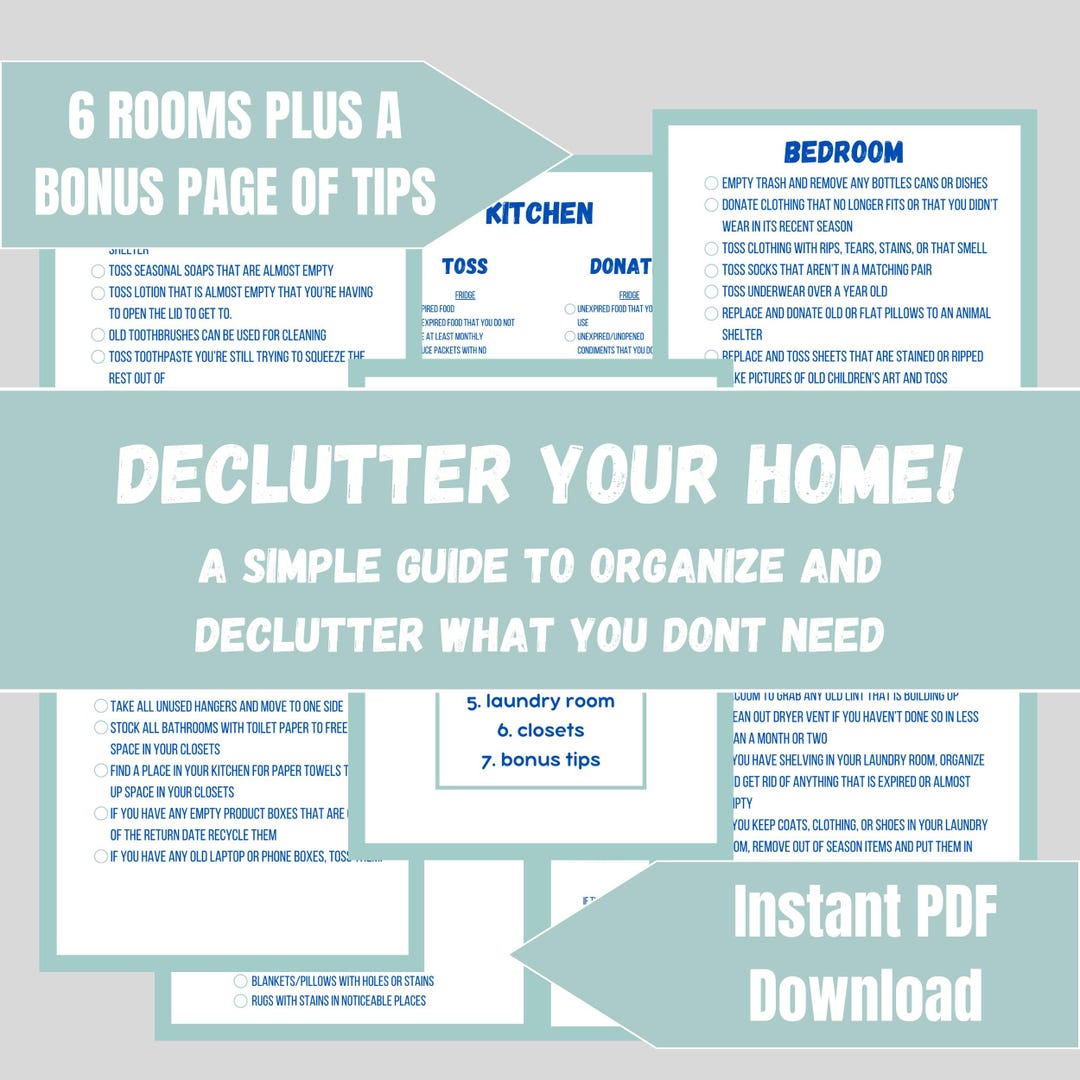 Declutter Planner Checklist ADHD Cleaning Schedule Organization ...