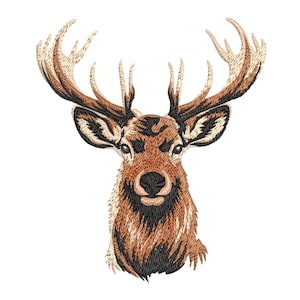 Deer Head Embroidery Design | Stag Portrait Machine Embroidery File | Instant Download