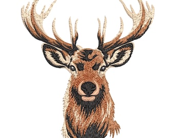 Deer Head Embroidery Design | Stag Portrait Machine Embroidery File | Instant Download