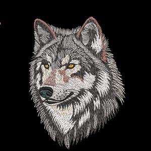 Realistiskt varghuvudbroderidesign | Djurbroderimönster (digital nedladdning)