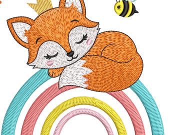 Cute Fox Embroidery Design | Woodland Animal Machine Embroidery File | Multi-Size Fox Pattern | Baby & Kids Embroidery