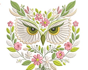 Owl Embroidery Design | Floral Owl Machine Embroidery | Boho Woodland Owl | Multi Size Set