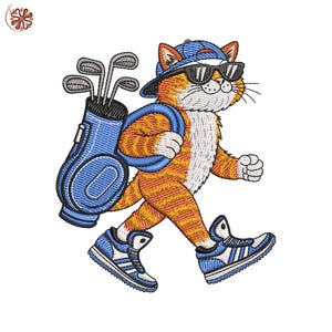 Funny Cat Golfer Embroidery Design | Sports Lover Gift (Instant Download)