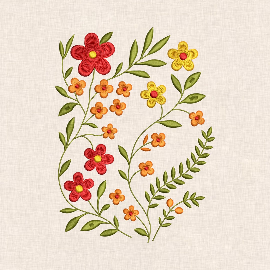 Floral Wreath Embroidery Design | Wildflower Botanical Hoop Art ...
