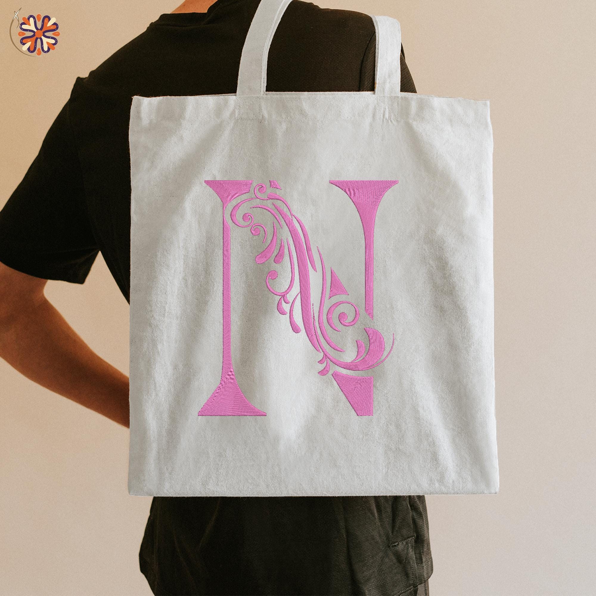 Floral Letter N Embroidery Design | Elegant Monogram (digital File) - Etsy