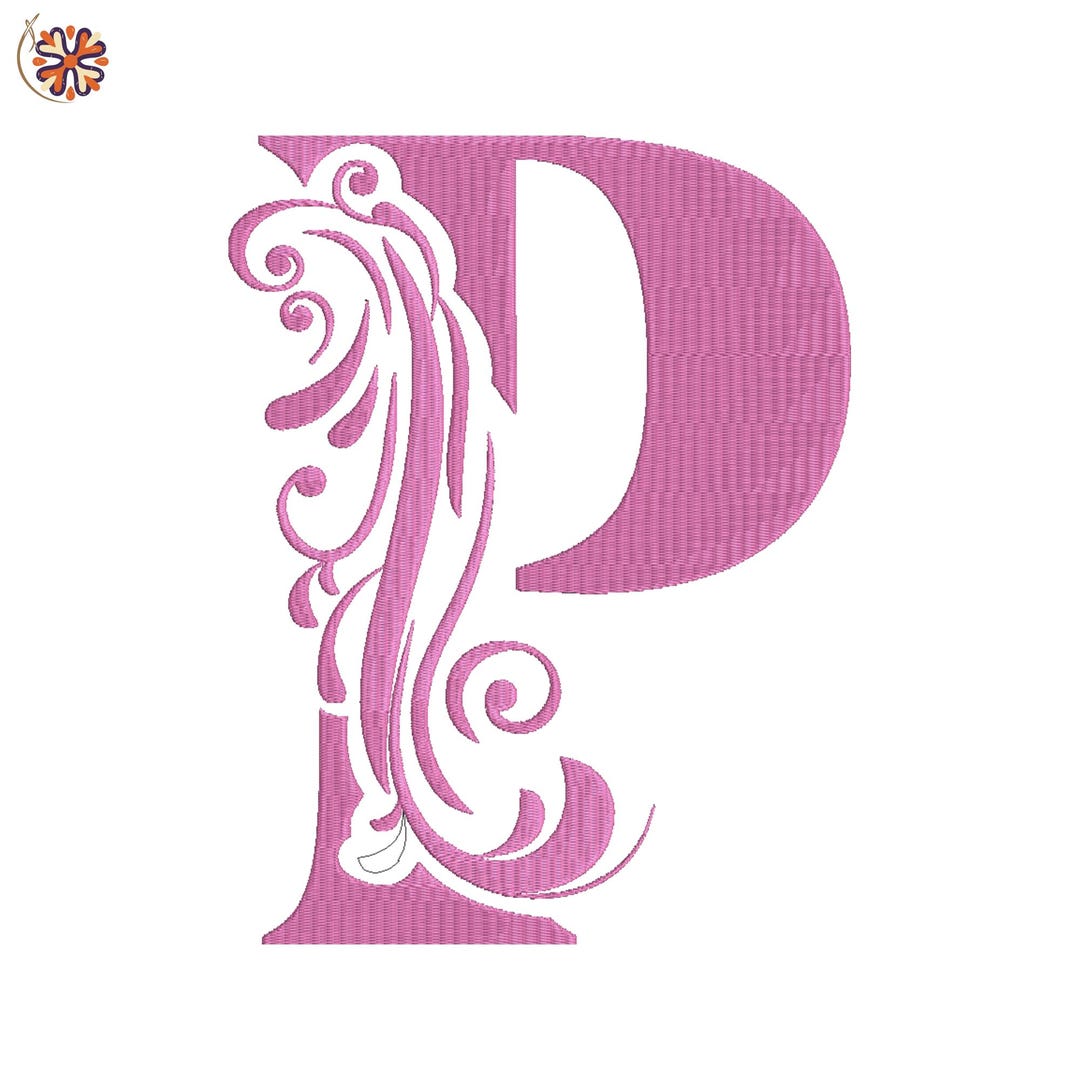 Floral Letter P Embroidery Design | Ornate Monogram File - Etsy