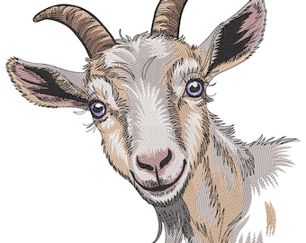Smiling Goat Embroidery Design, Farmhouse Decor (Digital File)