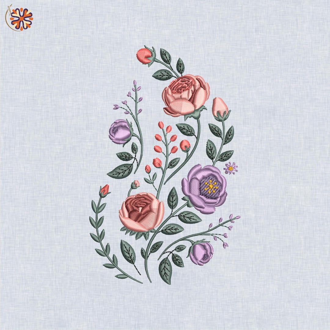Floral Embroidery Design | Vintage Flower Bouquet | Machine Embroidery ...