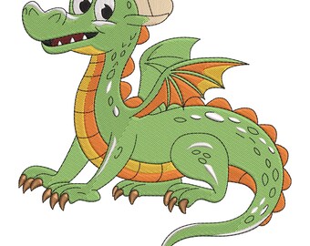 Green Dragon Embroidery Design, Fantasy Applique (Digital File)