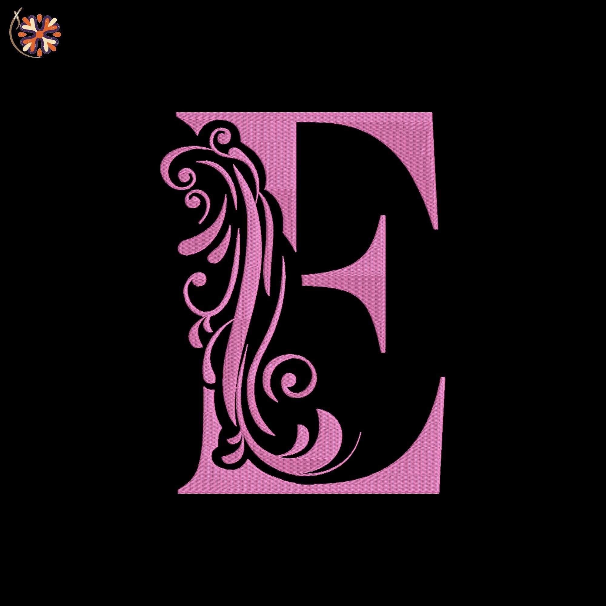 Floral Monogram Letter E Embroidery Design | Elegant Alphabet File ...