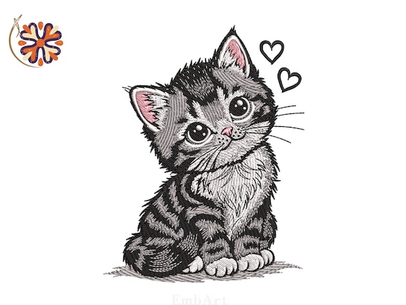 Kitten Embroidery Design | Machine Embroidery File (Instant Download)