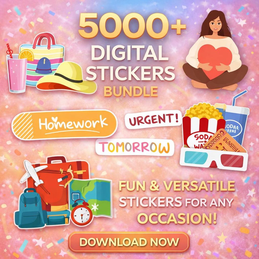 5000+ PNG Digital Stickers Mega Bundle, Planner & Social Media ...