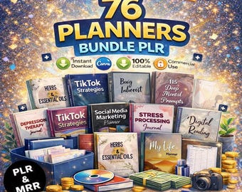 76 PLR Planner Bundle: Canva Templates, Resell Rights (Digital Download)