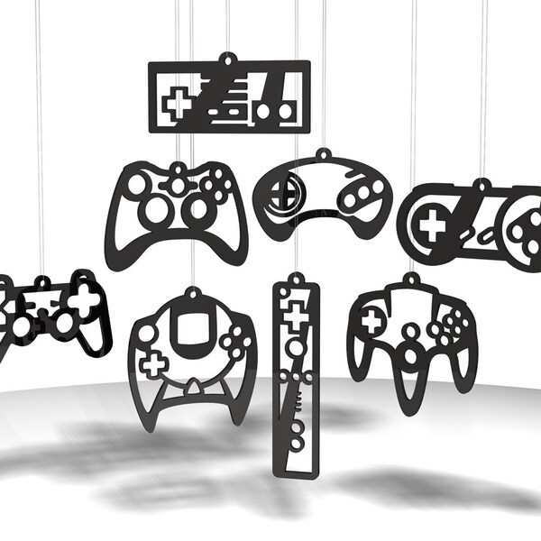 Video Game Controller ornaments - Black acrylic