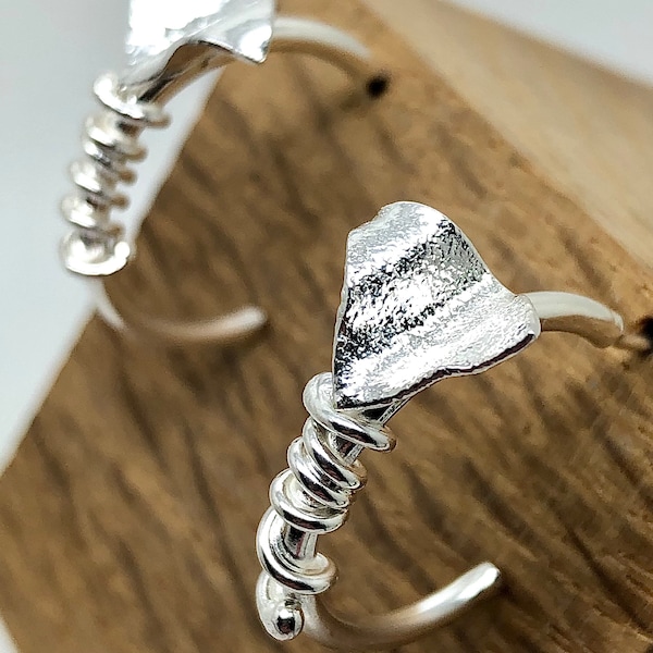 Sterling silver Ivy hoop earrings. Minimalist silver hoops, bridal, organic shaped hoop earrings, Luxury birthday, gift for her, Christmas.
