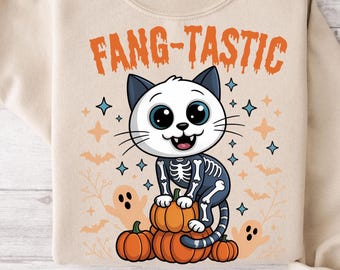 Skeleton Cat Clipart Halloween Cat PNG Ghost Clipart PNG Transparent Sweet and Spooky Cat Graphic for Crafts & Sublimation PNG for Shirt png