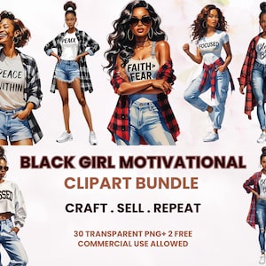 Afro Girl Clipart Casual Black Girl Clipart PNG Black Woman Clipart Brown Girl PNG Watercolor Black Woman PNG Motivation Black Lady Wall Art