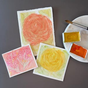 Set of 3 Hand-Painted Flower Watercolor Cards with Envelopes – Blank All-Occasion Stationery for Birthdays, Thank You Notes, Gifts