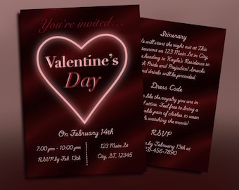 Valentinstag Einladung Druckbare Vorlage für Canva