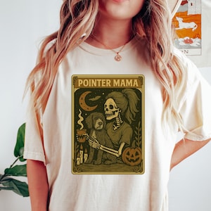 Pointer Dog Halloween Shirt, Skeleton Dog Mom Tee, Spooky Season Pumpkin Coffee Shirt, Fall Dog Lover Gift, Pointer Owner Outfit, Gift Mama