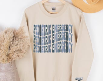 Emergency Department Nurse Sweatshirt: Retro PEDS ER Design