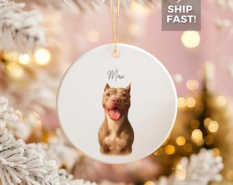 Personalized Pitbull Christmas Ornament: Custom Dog Photo Keepsake