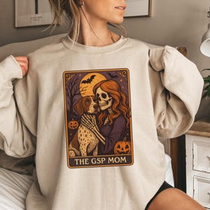 Spooky GSP Mom Crewneck, Halloween Dog Lover Sweatshirt, German Shorthaired Pointer Pullover, Witchy Dog Mama Sweater, Fall Dog Gift for Her