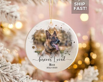 Adorno conmemorativo con foto de pastor alemán: regalo personalizado para la pérdida de una mascota