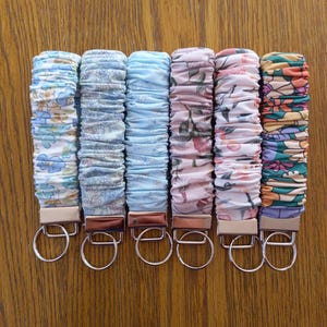 Floral Scrunchie Wristlet Keychain: Fabric Key Fob, Handmade in New Zealand